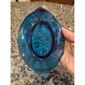 Vintage Viking BLUENIQUE Glass Blue Swan Candy Dish Bowl MCM Collector Retro